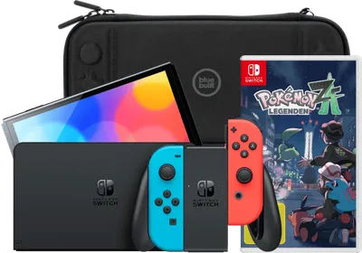 Nintendo Switch OLED Blau/Rot + Pokémon-Legenden: Z-A + BlueBuilt Schutzhülle