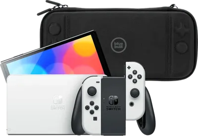Nintendo Switch OLED Weiß + Bluebuilt Schutzhülle