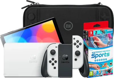 Nintendo Switch OLED Weiß + Nintendo Switch Sports + BlueBuilt Schutzhülle
