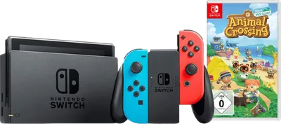 Nintendo Switch Rot/Blau + Animal Crossing New Horizons