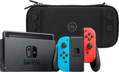 Nintendo Switch Rot/Blau + BlueBuilt Schutzhülle
