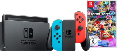 Nintendo Switch Rot/Blau + Mario Kart 8 Deluxe