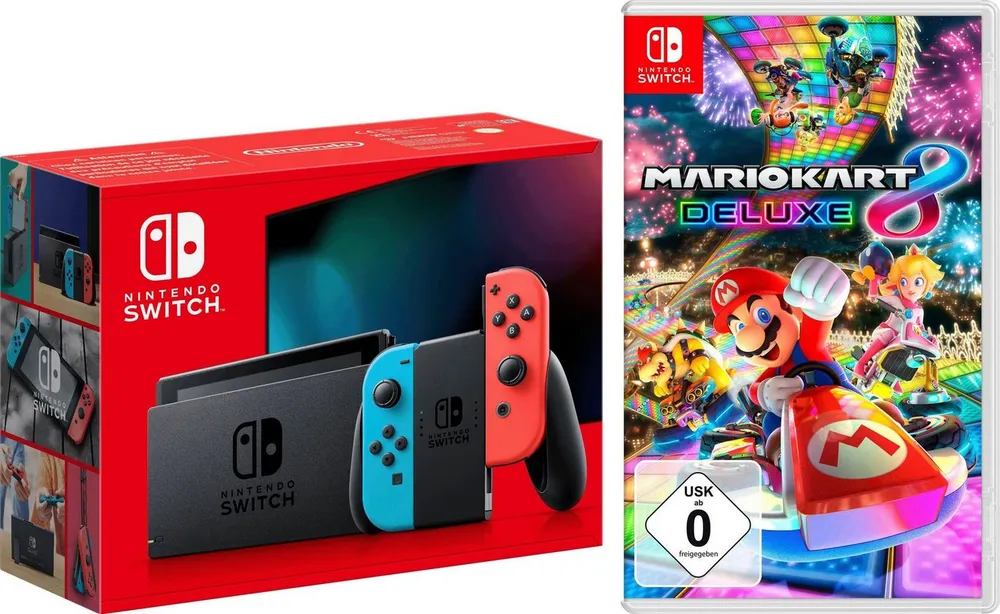 Nintendo Switch Switch Neon-Rot/Neon-Blau inkl. Mario Kart 8 Deluxe