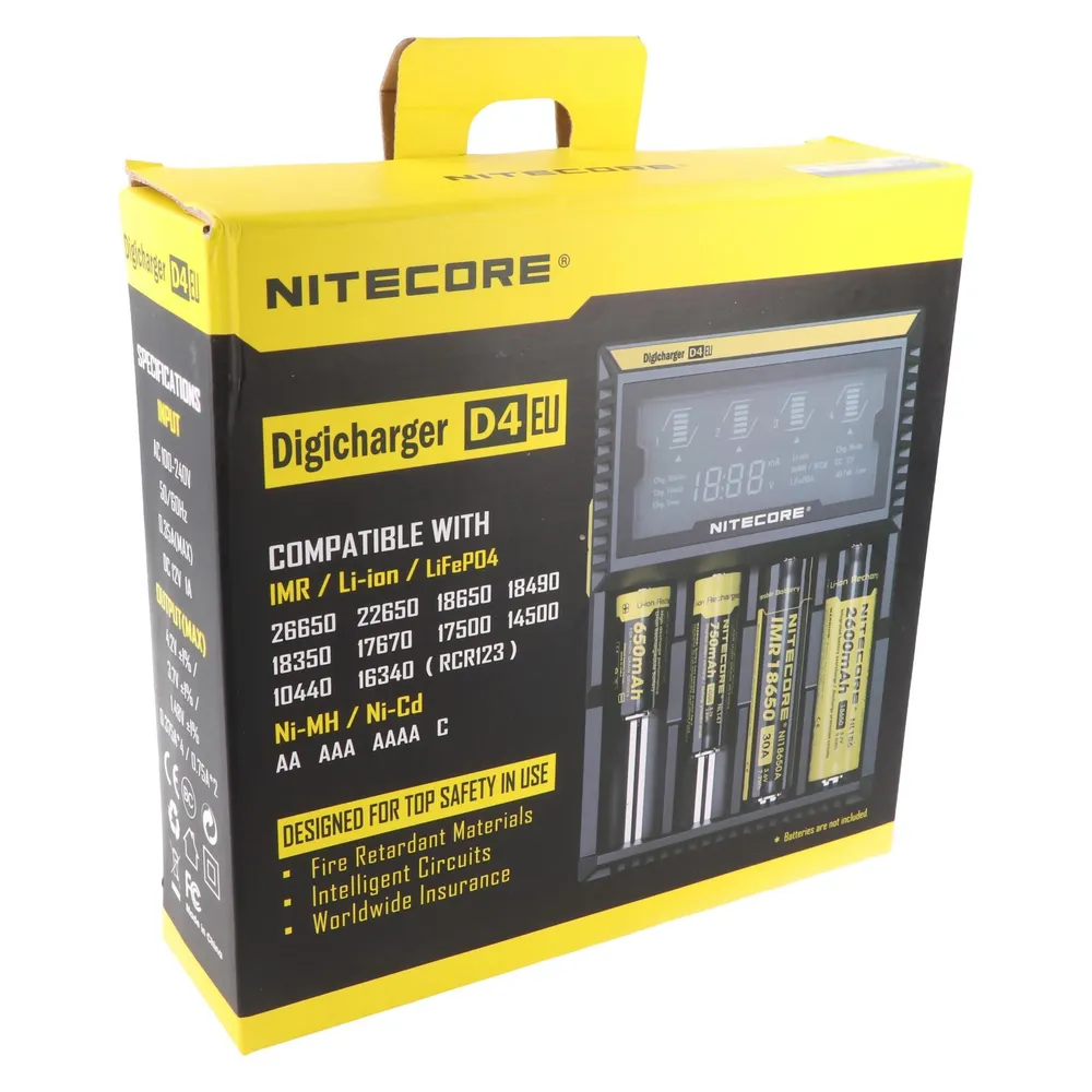 Nitecore Ladegerät Digicharger D4 EU mit Display für AAA, AA, C