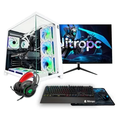 PC Sobremesa Nitropc Pack Gold Plus V2 AMD Ryzen 7 5800X 32GB 2TB M.2 RTX 5060 Monitor 24" Windows 11 Weiss