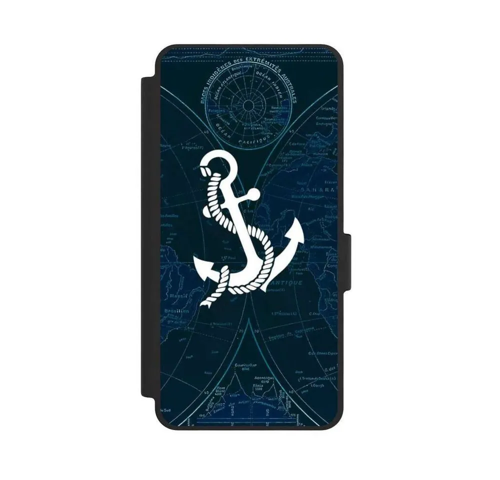 NIVOCASE Handyhülle Anker Landkarte Segeln Sailors Style, Samsung Galaxy S26 Klapphülle Handyhülle aus Kunst Leder