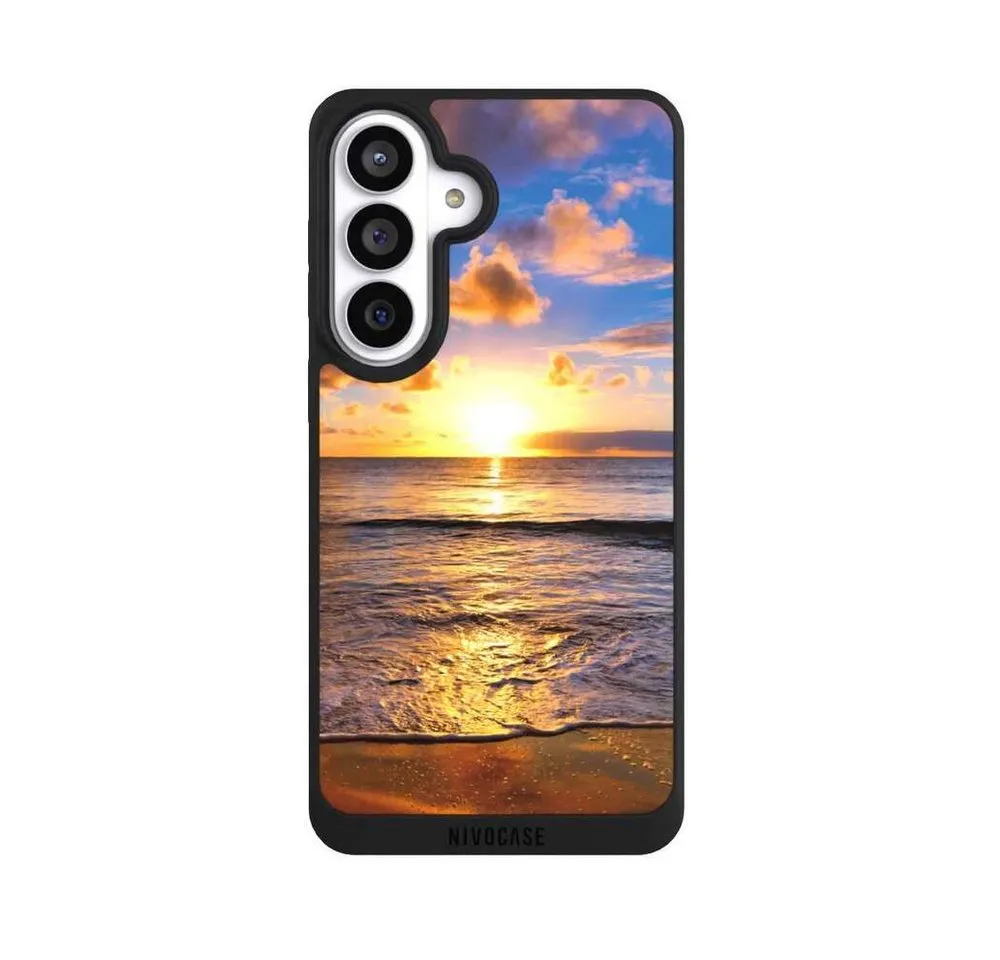 NIVOCASE Handyhülle Meer Sonnenuntergang Strand Strand, Samsung Galaxy S26+ Handyhülle Hülle NIVOpure Case Schwarz
