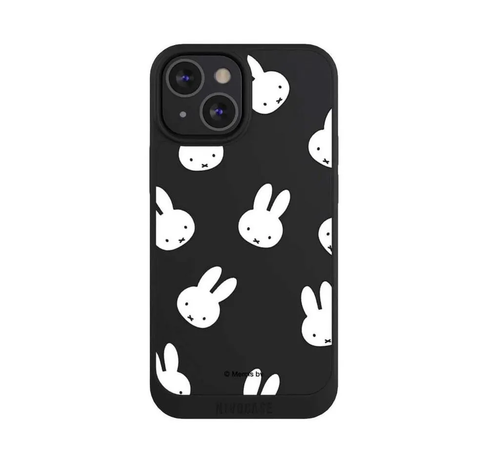 NIVOCASE Handyhülle Miffy Muster transparent Miffy Pattern Transparent, Apple iPhone 13 Mini Handyhülle Hülle NIVOpure Case Schwarz