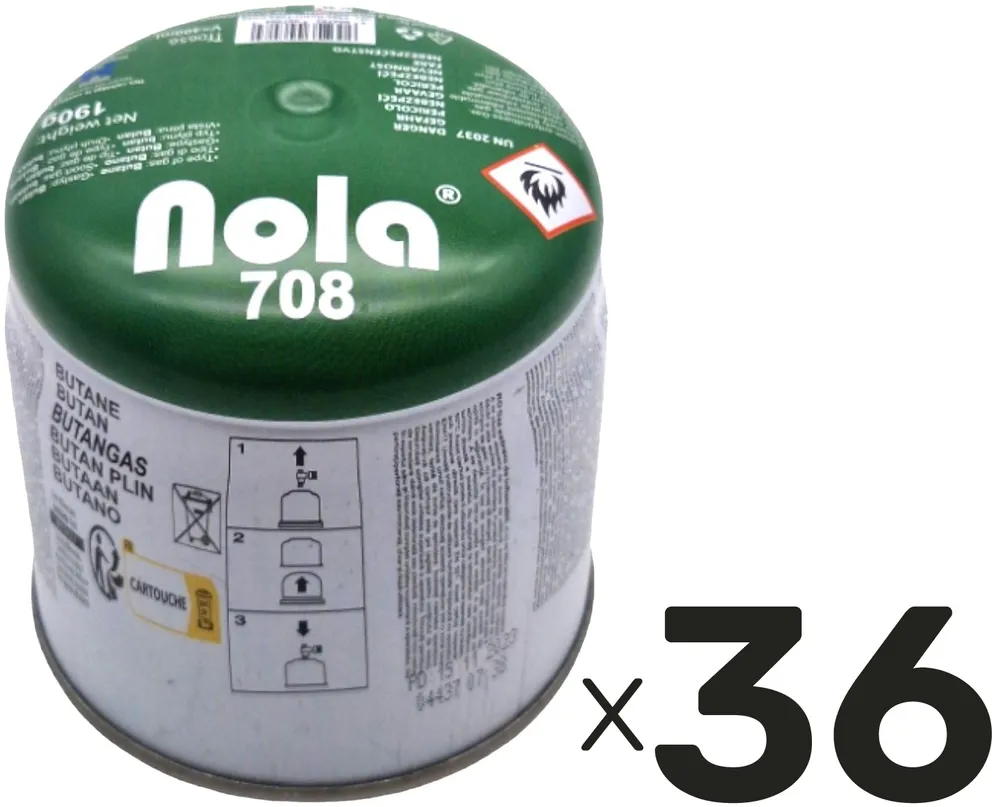 NOLA Campinggas, Butangas, 190 g, Gas Lock System, 36 Stück