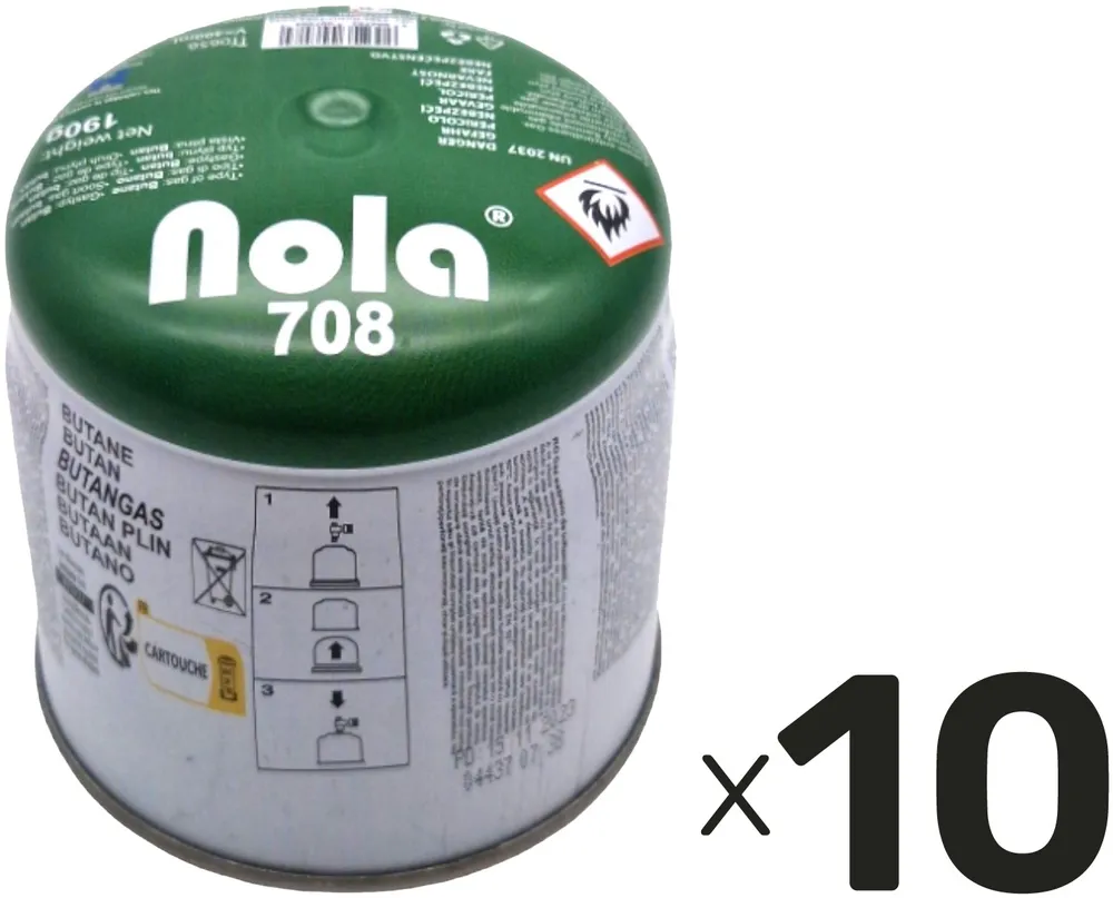 NOLA Campinggas, Butangas, 190 g, Gas Lock System, 10 Stück