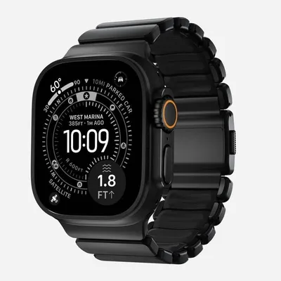 Armband Nomad Stratos Band für Apple Watch Ultra 1-11 und SE, Titan Schwarz