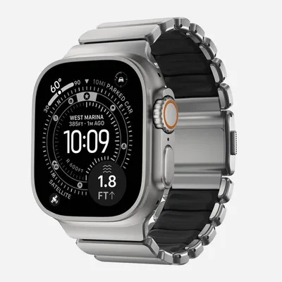 Nomad Stratos Titan Armband für Apple Watch Ultra 1-11 und SE Natur Wasserdicht Schwarz