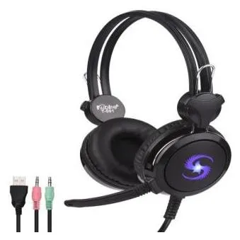 NoName T-591 Gaming-Headset, 40 m, Treiber, 1,8 m Kabel, 2 x 3,5 mm Audio/Mikrofon + USB, Schwarz
