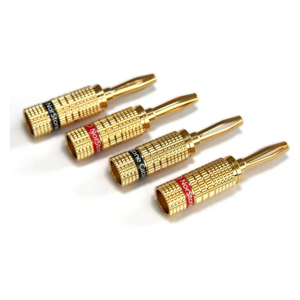 NorStone NORBANX4 - Set mit 4 vergoldeten Bananensteckern Verbindungskabel Gold