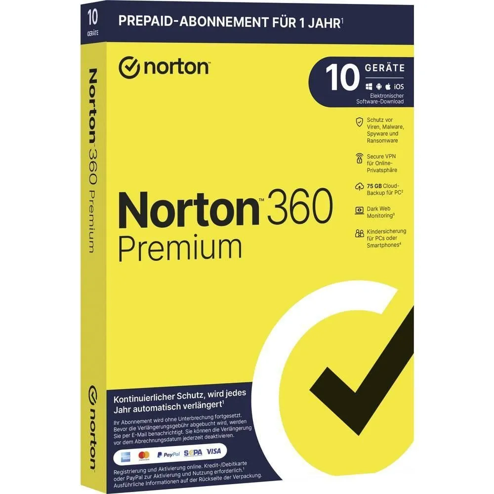 Lifelock 360 Premium 10 Geräte 1 Jahr 75 GB Cöoud-Backup für PC