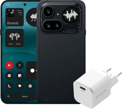 Nothing Phone (4a) Pro 128GB Schwarz 5G + BlueBuilt Ladegerät mit USB-C-Port 45 W Weiß