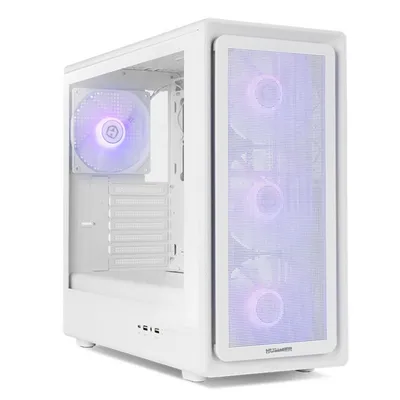 NOX Hummer AERO White Semitorre ATX/M-ATX/ITX mit 4x 140mm ARGB Lüftern, Mesh-Front, gehärtetes Glas, USB-C