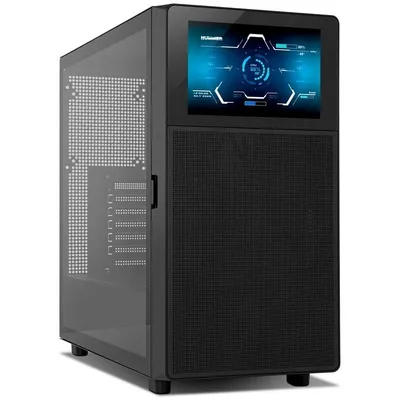 Nox Hummer BIOS Semi-Tower ATX mit LCD-Bildschirm aus gehärtetem Glas USB-C Schwarz