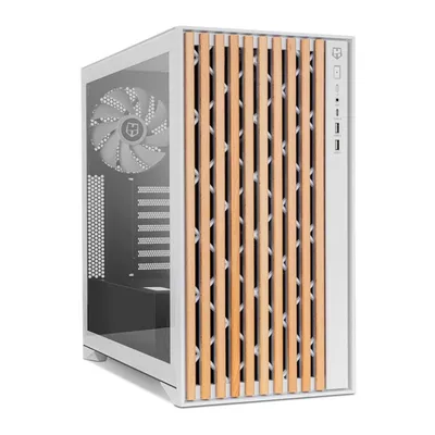 Nox Hummer ELEMENT Semi-Tower ATX Hartglas USB-C Weiß und Holz
