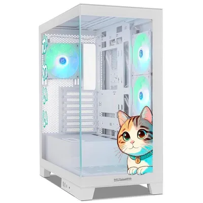 Tower Nox Hummer GLOCK ARGB ATX Midi Weiss Glas USB-C Kawaii Edition