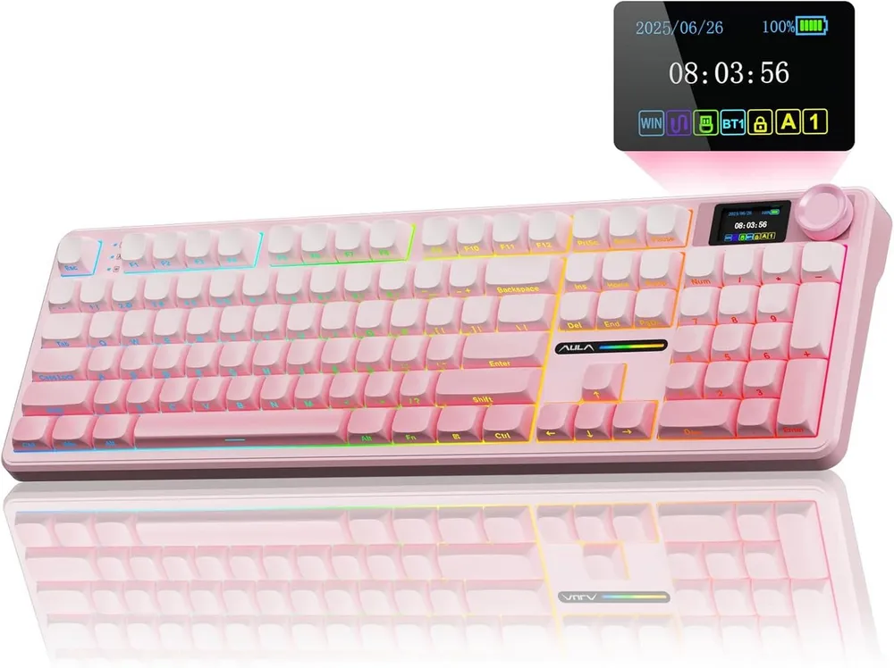 nsihing AULA F108 Pro Mechanische Gaming Tastatur mit Display & Drehknopf Gaming-Tastatur