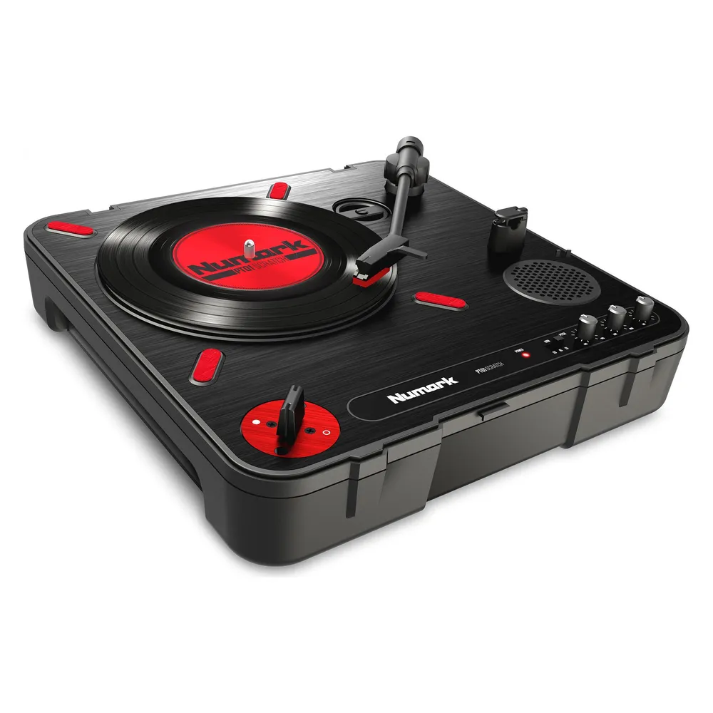 DJ Plattenspieler Numark PT01 Scratch USB Direktantrieb 3 Geschwindigkeiten Schwarz Rot