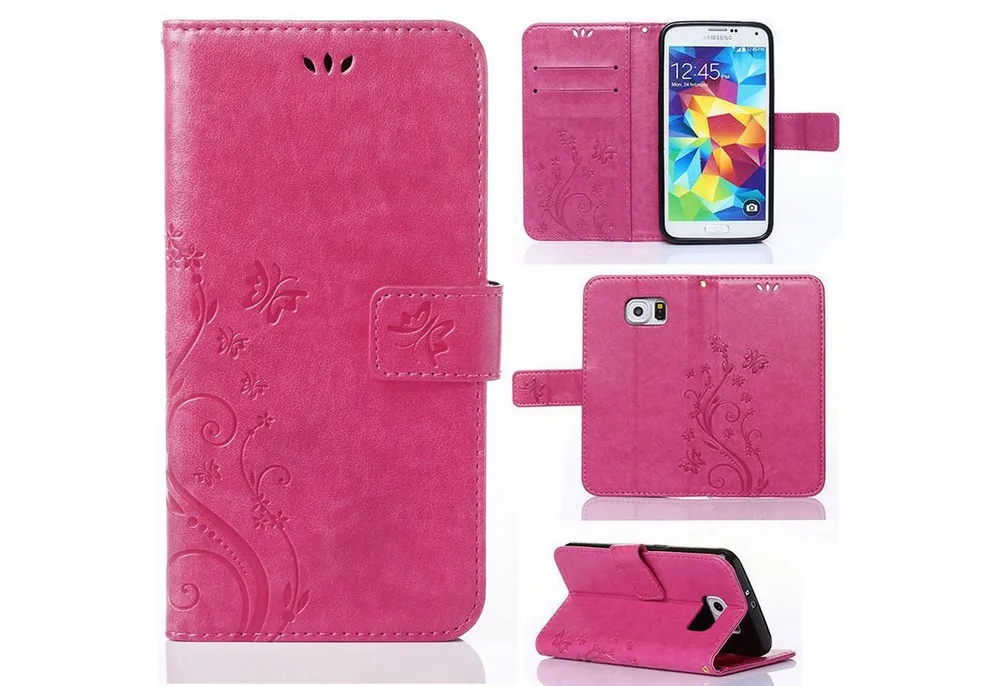 Numerva Handyhülle Bookstyle Flower für Samsung Galaxy S5 / S5 Neo, Handy Tasche Schutzhülle Klapphülle Flip Cover mit Blumenmuster