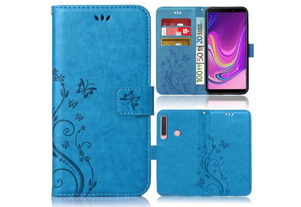 Numerva Handyhülle Bookstyle Flower für Samsung Galaxy A50, Handy Tasche Schutzhülle Klapphülle Flip Cover mit Blumenmuster