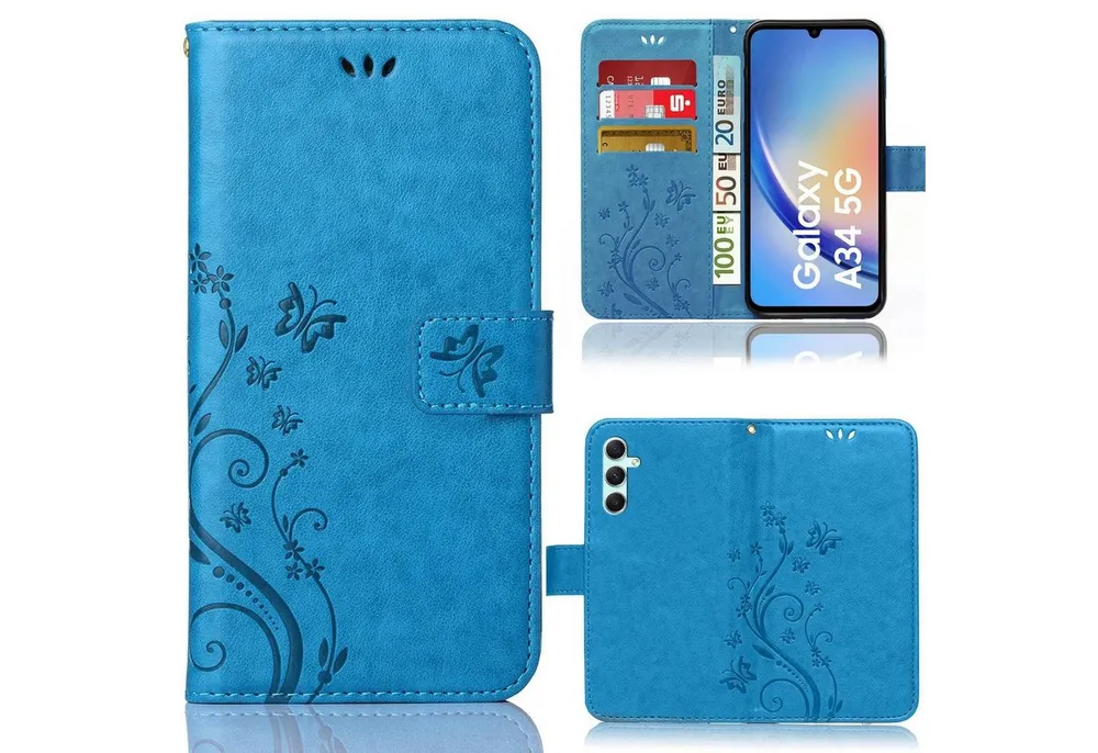 Numerva Handyhülle Bookstyle Flower für, Handy Tasche Schutzhülle Klapphülle Flip Cover mit Blumenmuster