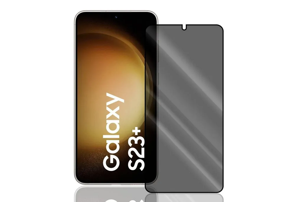 Numerva Schutzfolie Panzer Folie Echt Glas für Samsung Galaxy S23 Plus, (1x Schutzfolie 2x Reinigungstücher), Anti Spy Schutzfolie Blickschutz Glasfolie Sichtschutzfolie