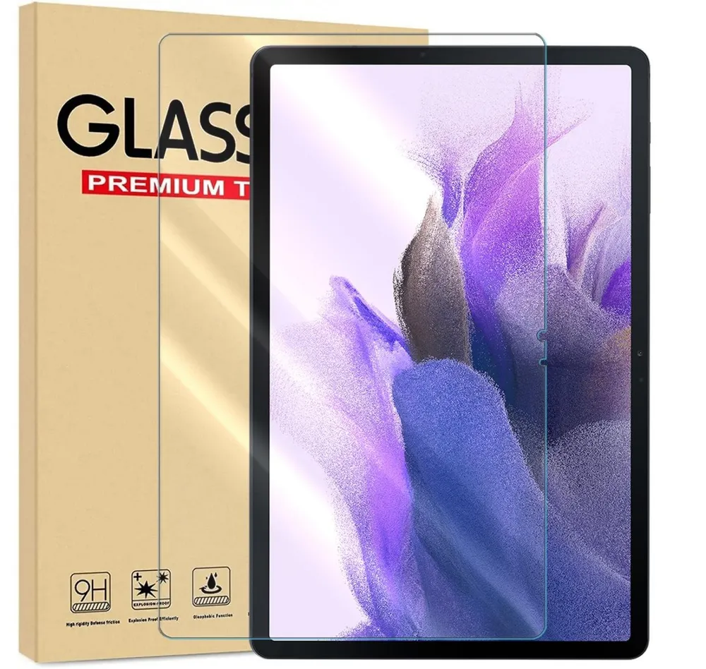 Numerva Schutzfolie Panzer Folie Echt Glas Samsung Galaxy Tab S7 FE, (Schutzfolie, 1x Schutzfolie 2x Reinigungstücher), Tablet Display Schutzglas Folie Echt Glas Folie 9H