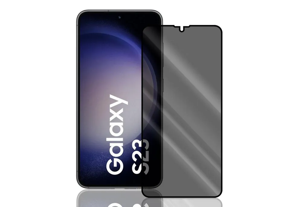 Numerva Schutzfolie Panzer Folie Echt Glas Folie für Samsung Galaxy S23, (1x Schutzfolie 2x Reinigungstücher), Anti Spy Schutzfolie Blickschutz Glasfolie Sichtschutzfolie