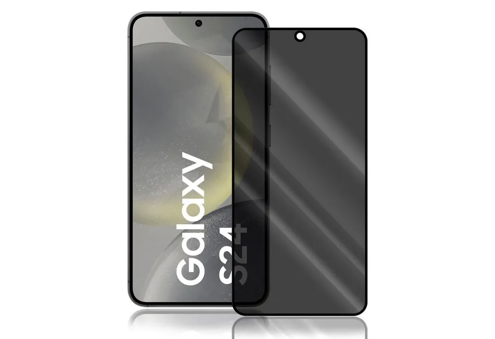 Numerva Schutzfolie Panzer Folie Echt Glas Folie für Samsung Galaxy S24, (1x Schutzfolie 2x Reinigungstücher), Anti Spy Schutzfolie Blickschutz Glasfolie Sichtschutzfolie