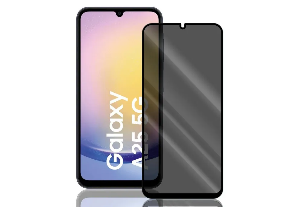 Numerva Schutzfolie Panzer Folie Echt Glas Folie für Samsung Galaxy A25, (1x Schutzfolie 2x Reinigungstücher), Anti Spy Schutzfolie Blickschutz Glasfolie Sichtschutzfolie