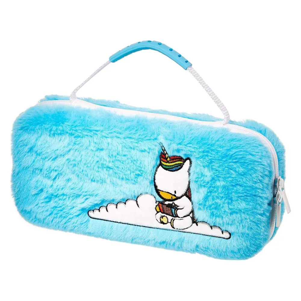Numskull - Housse de transport Licorne Bleu Fluffy compatible Nintendo Switch - Switch OLED
