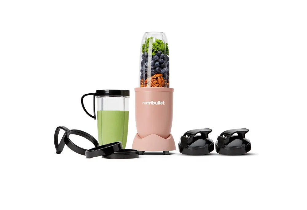 nutribullet Standmixer Pro NB907MACL - kompakter Mixer, 900 W, 2 Mixbecher (700+925ml), Rosa, 900 W, Drücken, drehen, mixen, starker Motor,Becher+Zubehör spülmaschinenfest