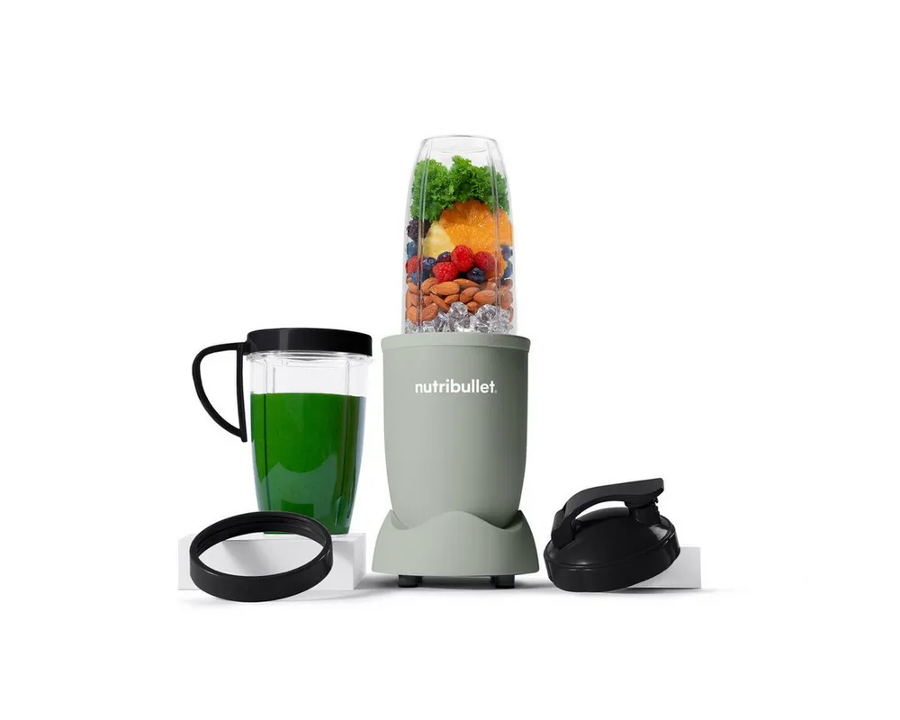 nutribullet Standmixer Pro NB907MAJD - kompakter Mixer, 900W, 2 Mixbecher (700+925ml), Jade, 900 W, Drücken, drehen, mixen, starker Motor,Becher+Zubehör spülmaschinenfest