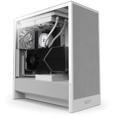 NZXT H5 Flow 2024 Midi Tower E-ATX gehärtetes Glas USB-C Weiß
