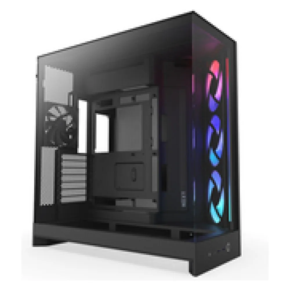 NZXT H9 Flow RGB Midi Tower PC Schwarz ATX EATX Micro ATX Mini-ITX Mesh SGCC Glas 165mm CPU Kühler