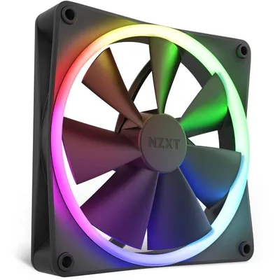 NZXT F140 RGB Schwarzer 140-mm-PWM-Lüfter mit NZXT CAM-Steuerung und 18 anpassbaren LEDs