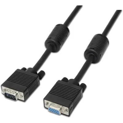 Ociodual SVGA-Stecker/Buchse-Kabel mit Ferrit, 3 m, Schwarz