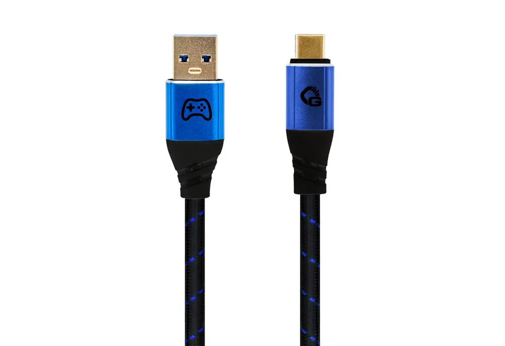 OEHLBACH GAMING New Game Blue USB-Kabel, USB 3.2 Gen 1 Typ-A, USB Typ-C (200 cm), 24kt vergoldete Kontakte