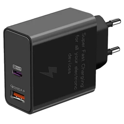 USB Dual PD Ladegerät 45W Schwarz 2 USB-C Anschlüsse Power Delivery Schnellladegerät
