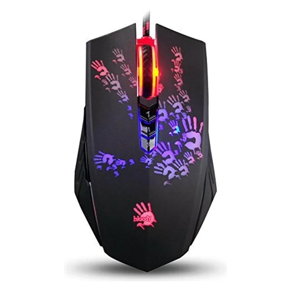 Oppo BLOODY A60 Gaming Maus 6200 DPI 8 Tasten RGB USB Kabel programmierbar Schwarz