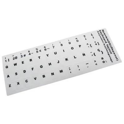 Weiße Klebeetiketten zum Konvertieren der Tastatur in die spanische Sprache