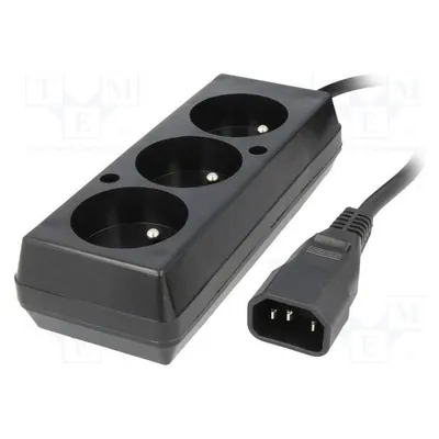 OEM Netzteil 230V auf USV - 1x IEC C14 auf 3x CEE 7 / 5 (FR - CZ) / max. 10A / Länge 30 cm
