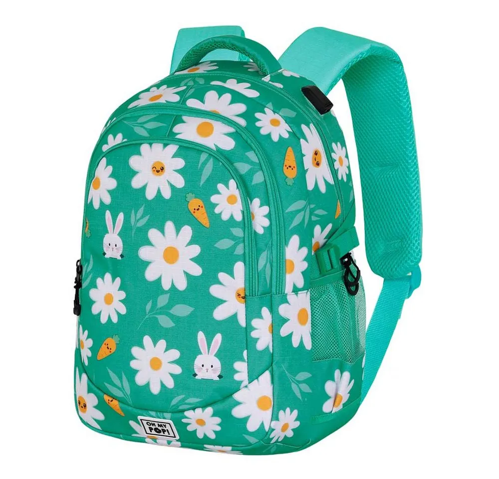 Oh My Pop! Laptoprucksack Blooming großer Rucksack Tagesrucksack Alltagsrucksack Schulrucksack, USB-Anschluss für elektronische Geräte
