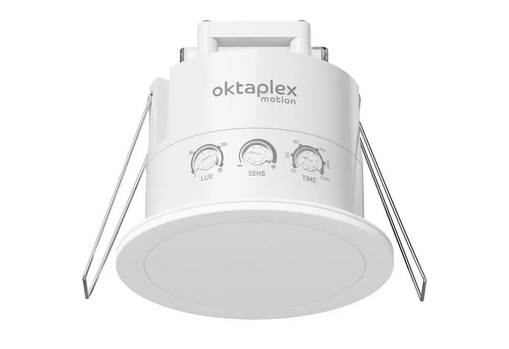 Oktaplex motion Bewegungsmelder Noa Präsenzmelder Decke 360 Grad 24GHz Radar Unterputz, (1-St), 6m Reichweite Badezimmer geeignet IP65 flach weiß