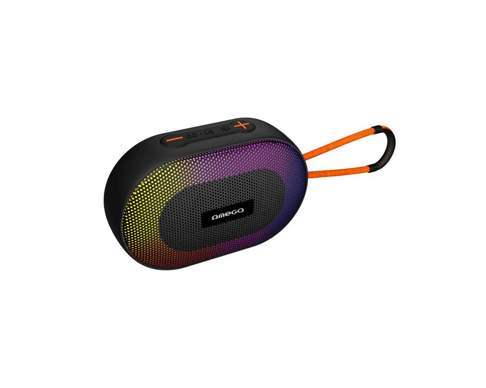 Omega OGQ101 Bluetooth-Lautsprecher Mono (Bluetooth, 5 W, RGB Lichtmodi sorgen für stimmungsvolle Atmosphäre)