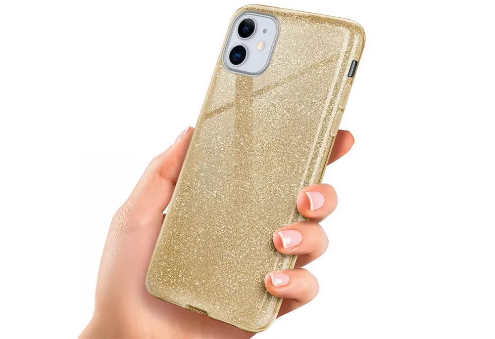 ONEFLOW Handyhülle für iPhone 11 Glitzer Hülle Glitter Case Gold 6,1 Zoll, Hülle Glitzernd Dünne Schutzhülle mit Kameraschutz Frauen Glitzerhülle